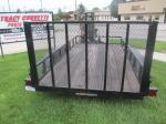 2015 14' Wood Deck Tandem Axle Lawn Equipment Trailer w/Expanded Metal Removable Rear Ramp Gate